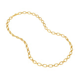 14K Gold Alternating Large and Small 1+1 Oval Necklace