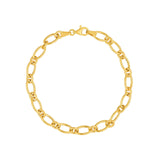 14K Gold Alternating Large and Small 1+1 Oval Bracelet