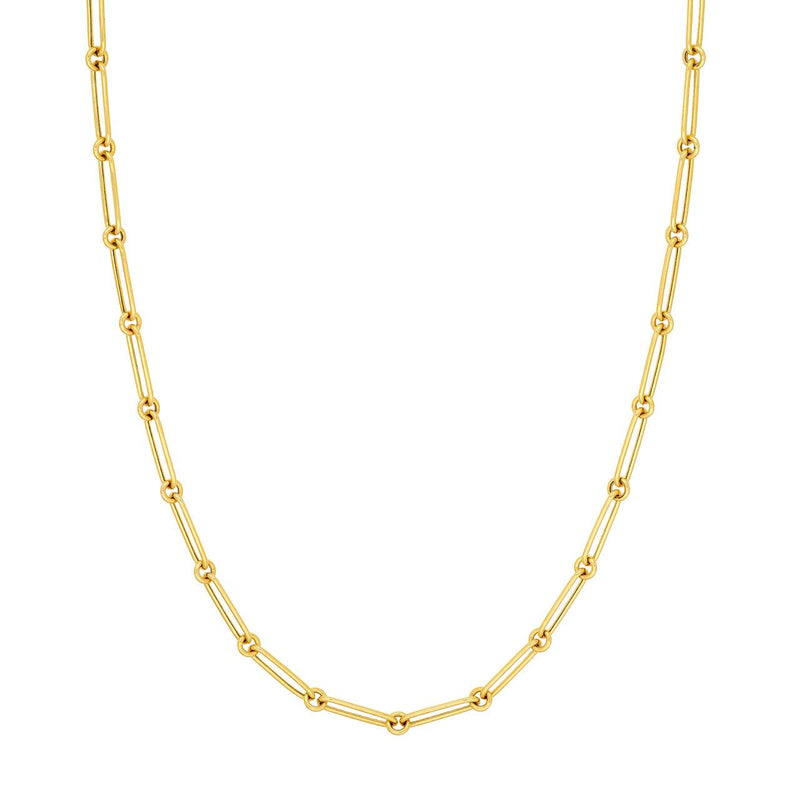 14K Gold Hollow Fancy Link Chain Necklace