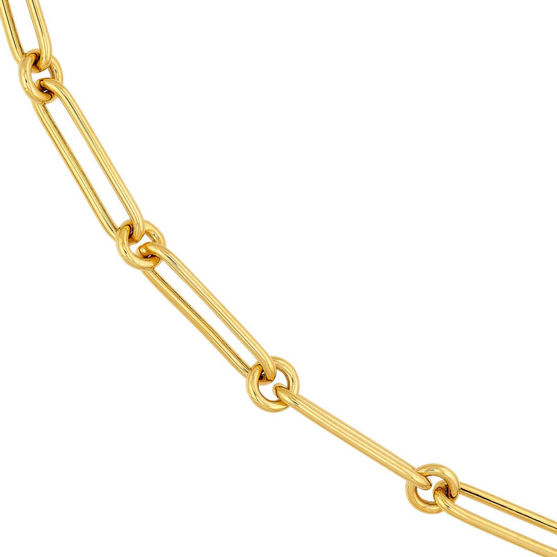 14K Gold Hollow Fancy Link Chain Necklace