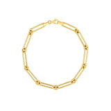 14K Gold Hollow Fancy Link Chain Bracelet