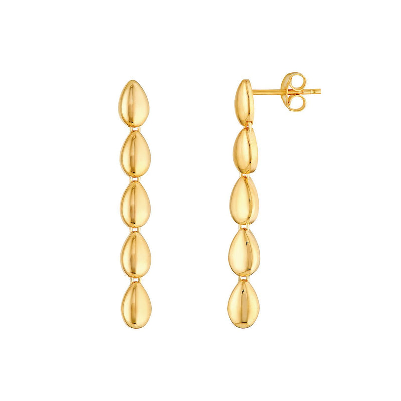 14K Gold Tear Drop Link Dangle Earrings