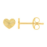 14K Gold Small Fluted Heart Stud Earrings