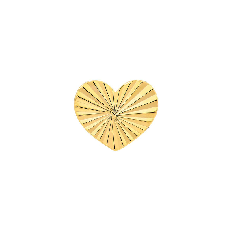 14K Gold Small Fluted Heart Stud Earrings