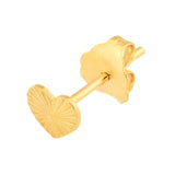 14K Gold Small Fluted Heart Stud Earrings