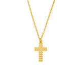 14K Gold Beady Cross Pendant Necklace
