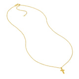 14K Gold Beady Cross Pendant Necklace