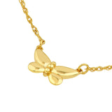 14K Gold Puffy Butterfly Pendant Necklace