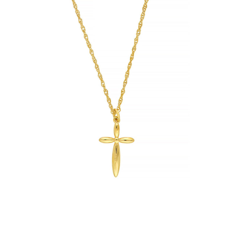 14K Gold Puffy Cross Pendant Necklace