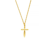14K Gold Puffy Cross Pendant Necklace