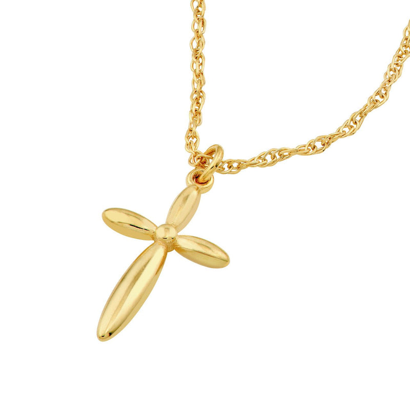 14K Gold Puffy Cross Pendant Necklace