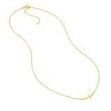 14K Gold Puffy East West Cross Pendant Necklace