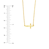 14K Gold Puffy East West Cross Pendant Necklace