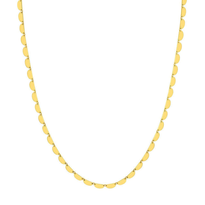 14K Gold Half Round Link Necklace