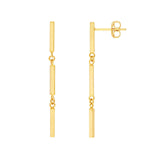 14K Gold Tri Bar Stud Earrings