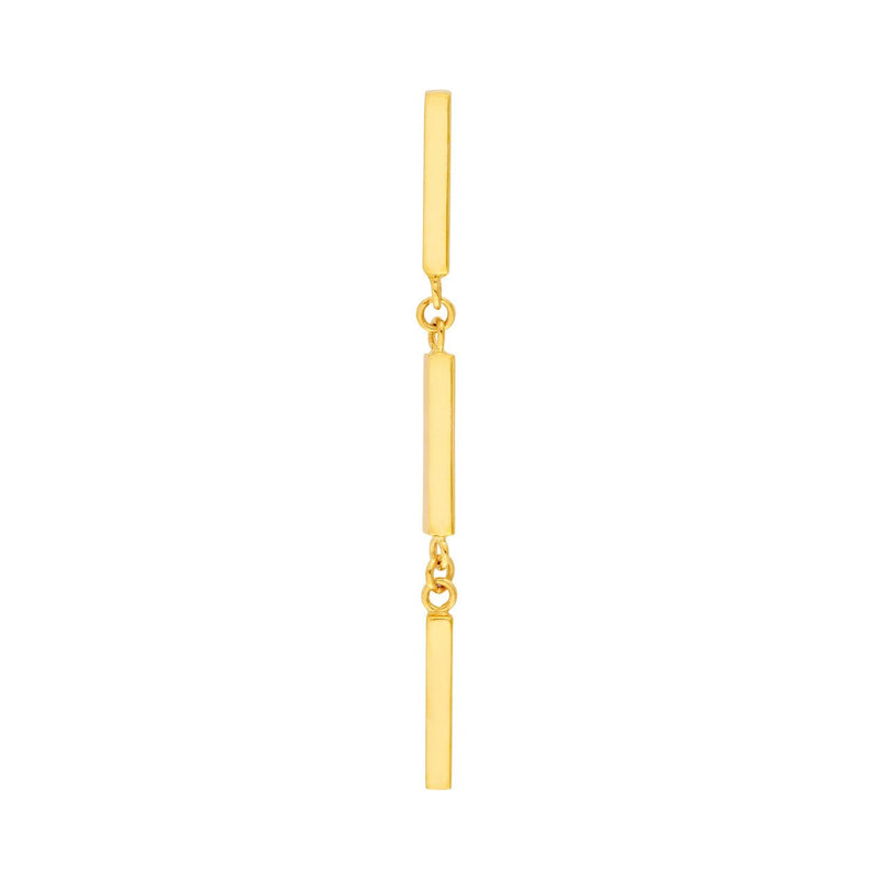 14K Gold Tri Bar Stud Earrings