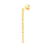 14K Gold Tri Bar Stud Earrings