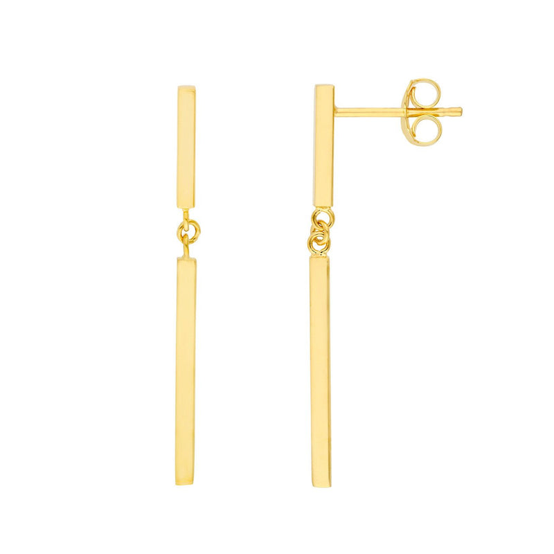 14K Gold Two Bar Stud Earrings