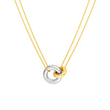 14K Two-Tone Gold Double Chain Linked Circle Necklace