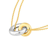 14K Two-Tone Gold Double Chain Linked Circle Necklace