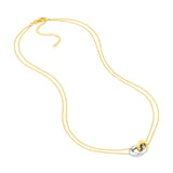 14K Two-Tone Gold Double Chain Linked Circle Necklace
