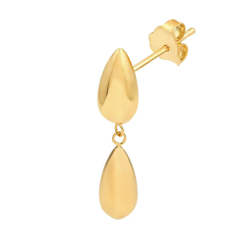 14K Gold Large Double Dangle Tear Drop Earrings