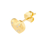 14K Gold Scattered Diamond Heart Stud Earrings