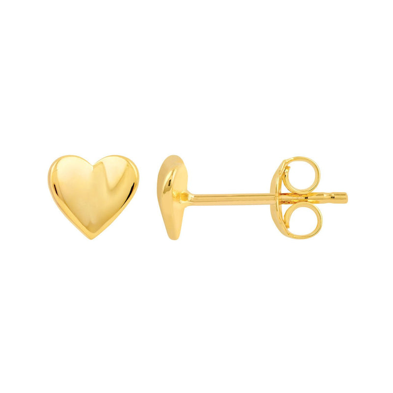 14K Gold 3D Folded Heart Stud Earrings