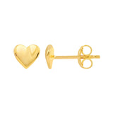 14K Gold 3D Folded Heart Stud Earrings