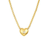14K Gold Diamond Puff Heart Pendant Necklace
