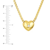 14K Gold Diamond Puff Heart Pendant Necklace