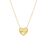 14K Gold Beaded Diamond Cut Heart Necklace