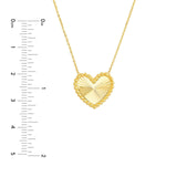 14K Gold Beaded Diamond Cut Heart Necklace