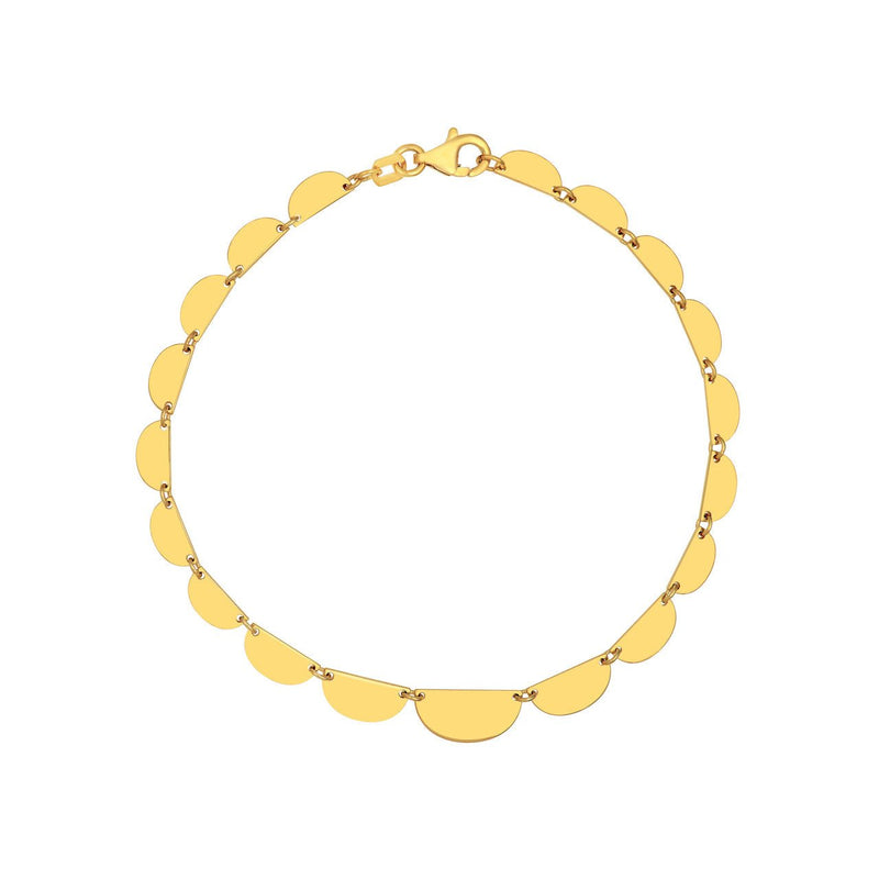14K Gold Graduated Half Round Link Bracelet