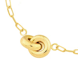 14K Gold Mini Paper Clip and Knot Pendant Necklace
