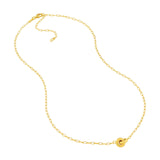 14K Gold Mini Paper Clip and Knot Pendant Necklace