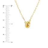 14K Gold Mini Paper Clip and Knot Pendant Necklace