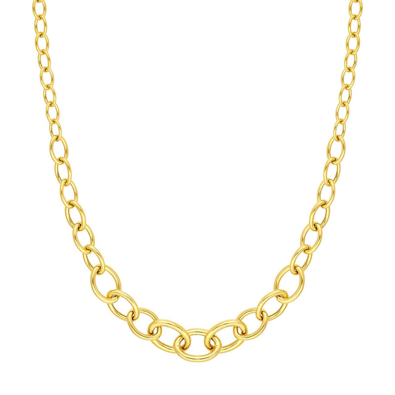 14K Gold Graduated Oval Link Necklace