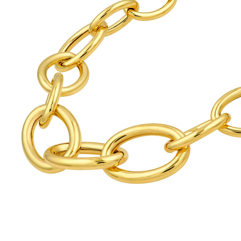14K Gold Graduated Oval Link Necklace