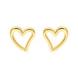 14K Gold Open Wavy Heart Stud Earrings