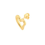 14K Gold Open Wavy Heart Stud Earrings