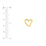 14K Gold Open Wavy Heart Stud Earrings