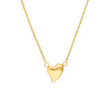 14K Gold Wavy Heart Pendant Necklace