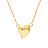 14K Gold Wavy Heart Pendant Necklace