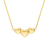 14K Gold Tri Heart Cable Necklace