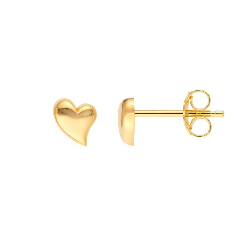 14K Gold Wavy Heart Stud Earrings