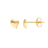14K Gold Wavy Heart Stud Earrings