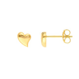 14K Gold Large Wavy Heart Stud Earrings