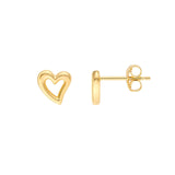 14K Gold Small Open Wavy Heart Stud Earrings