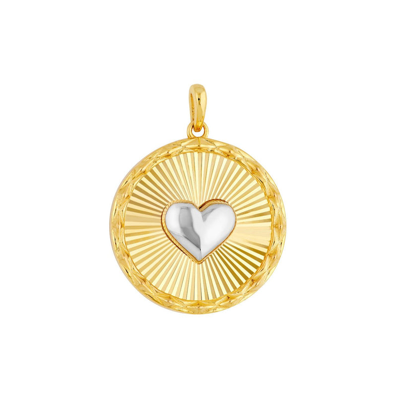 14K Two-Tone Gold Fluted Heart Pendant